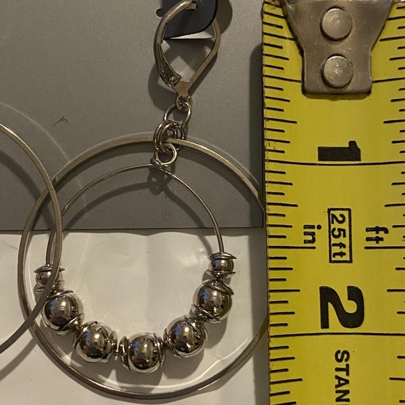 Apt. 9 Dangling Silver Double Hoops NEW on Card - Picture 4 of 7